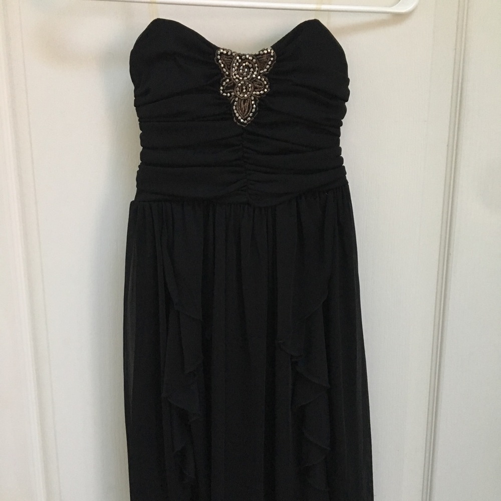 Strapless Black Dress with Jewel